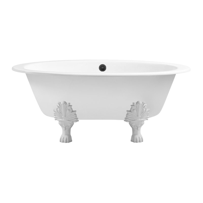 StreamlineBath 65" x 35" Soaking Porcelain Enameled Cast Iron Bathtub